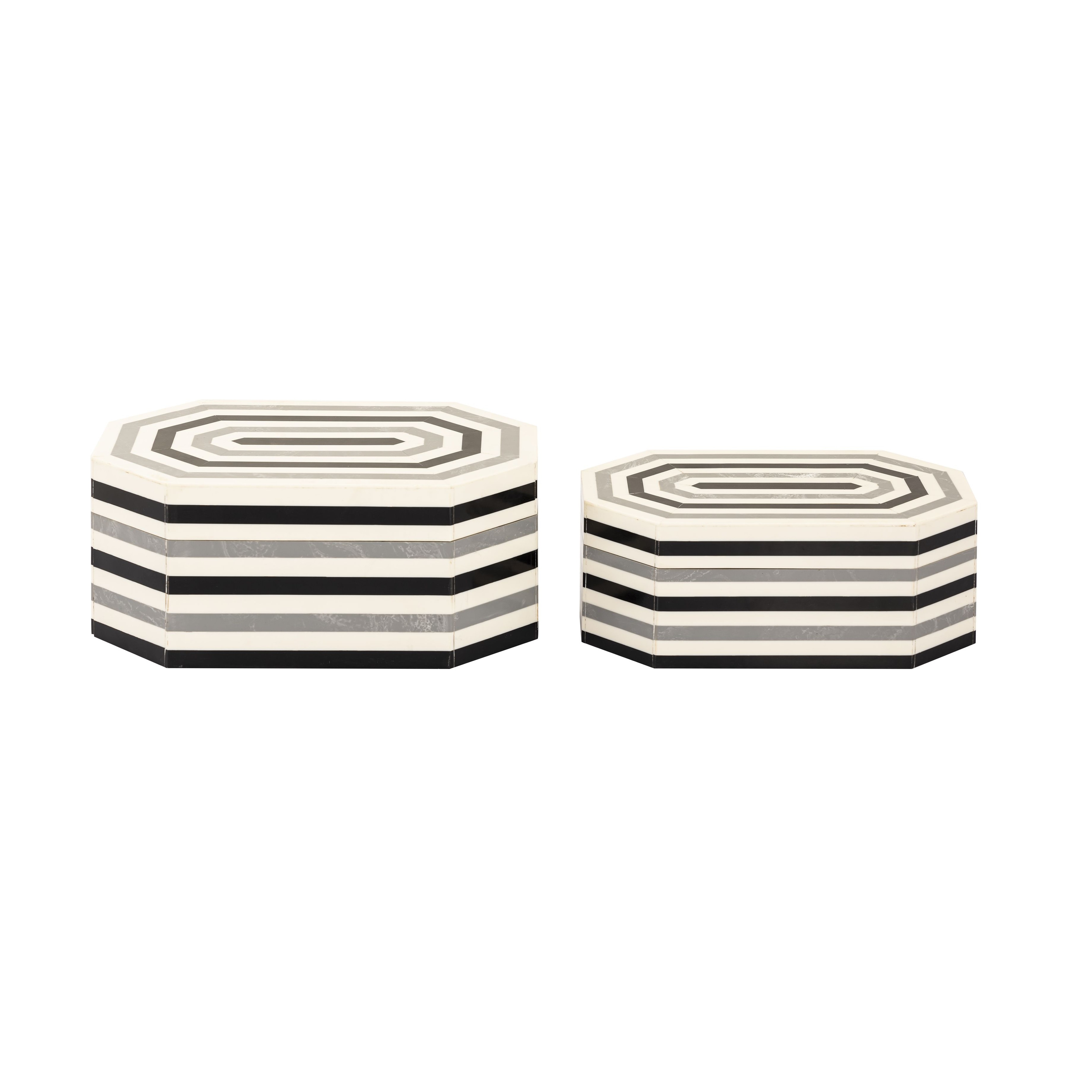 Atlas Octagonal Striped Set of 2 Storage Boxes - Set of 2