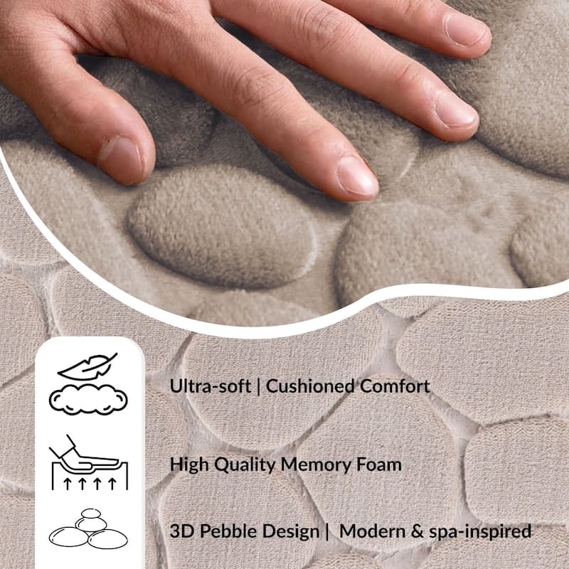 Memory Foam Runner Bath Mat Pebble Design 48x18