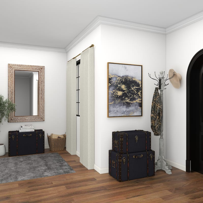 Linen Fabric Nesting Upholstered Decorative Trunk with Buckle Hinged Top - Set of 3 Blue - Roche River Decor