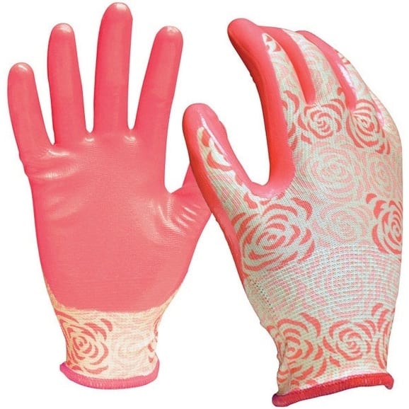 Digz 7835326 Nitrile Garden Gloves, Medium/Large, Pink, 3/Pack Bed