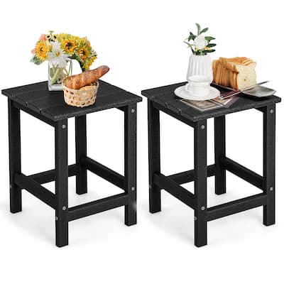 Gymax 2PCS 14'' Patio Adirondack Side Table HDPE Square Weather