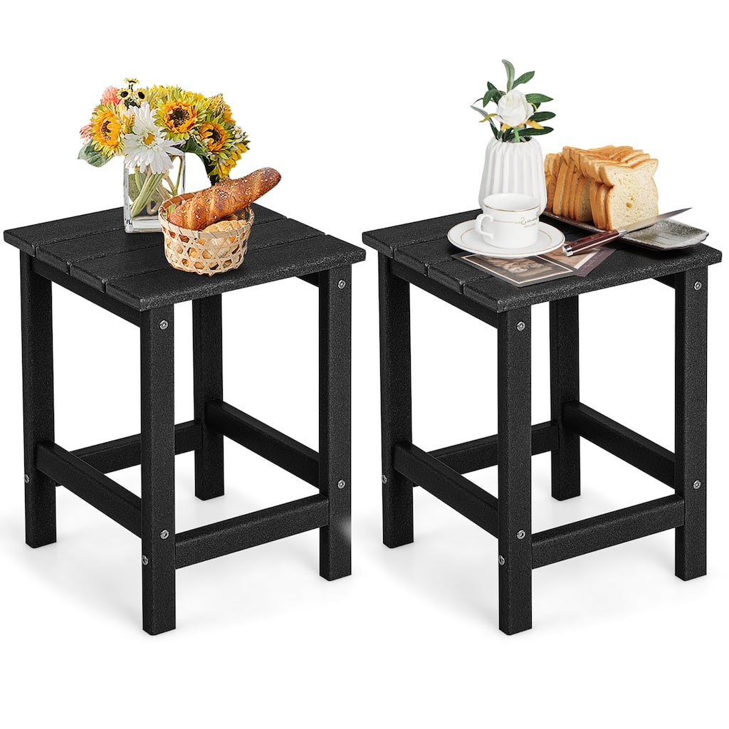 Gymax 2PCS 14'' Patio Adirondack Side Table HDPE Square Weather