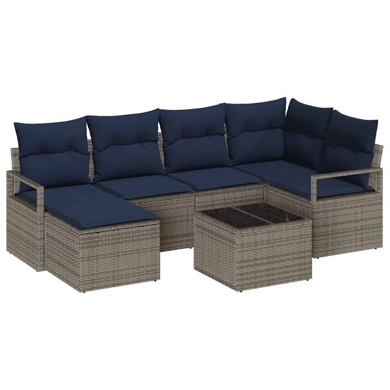 7 Piece Garden Sofa Set with Cushions - 91.3×48×27.2