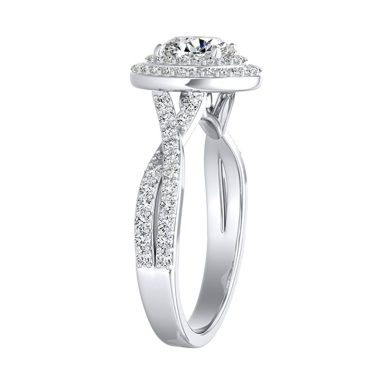Auriya 14k Gold 1 3/8ctw Double Halo Moissanite Engagement Ring