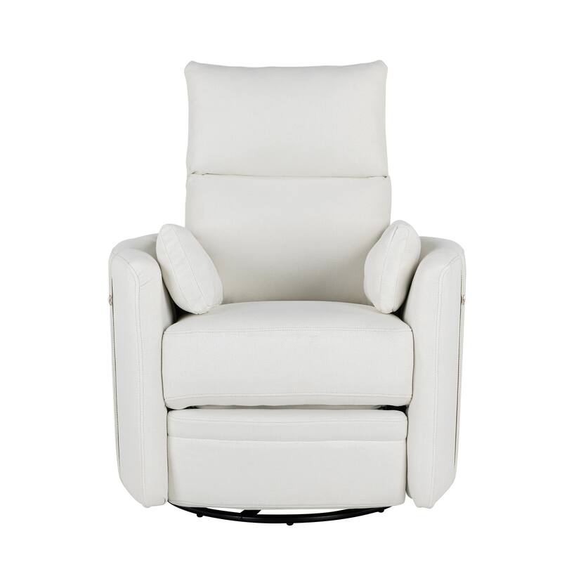 Upholstered Swivel Recliner Manual Rocker