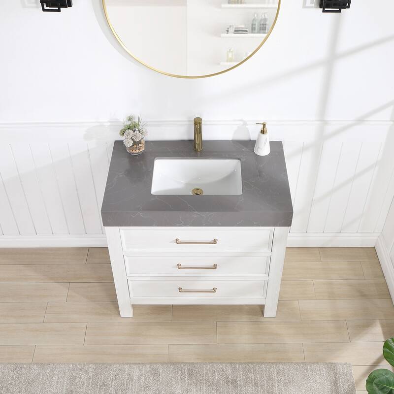 Leon 36 in. Single Bathroom Vanity with Composite Stone Top