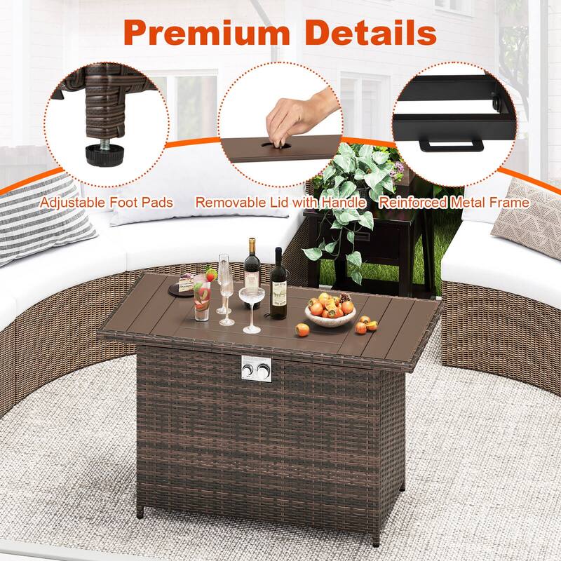 Costway 44.5" Propane Fire Pit Table with Metal Slatted Tabletop & - See Details