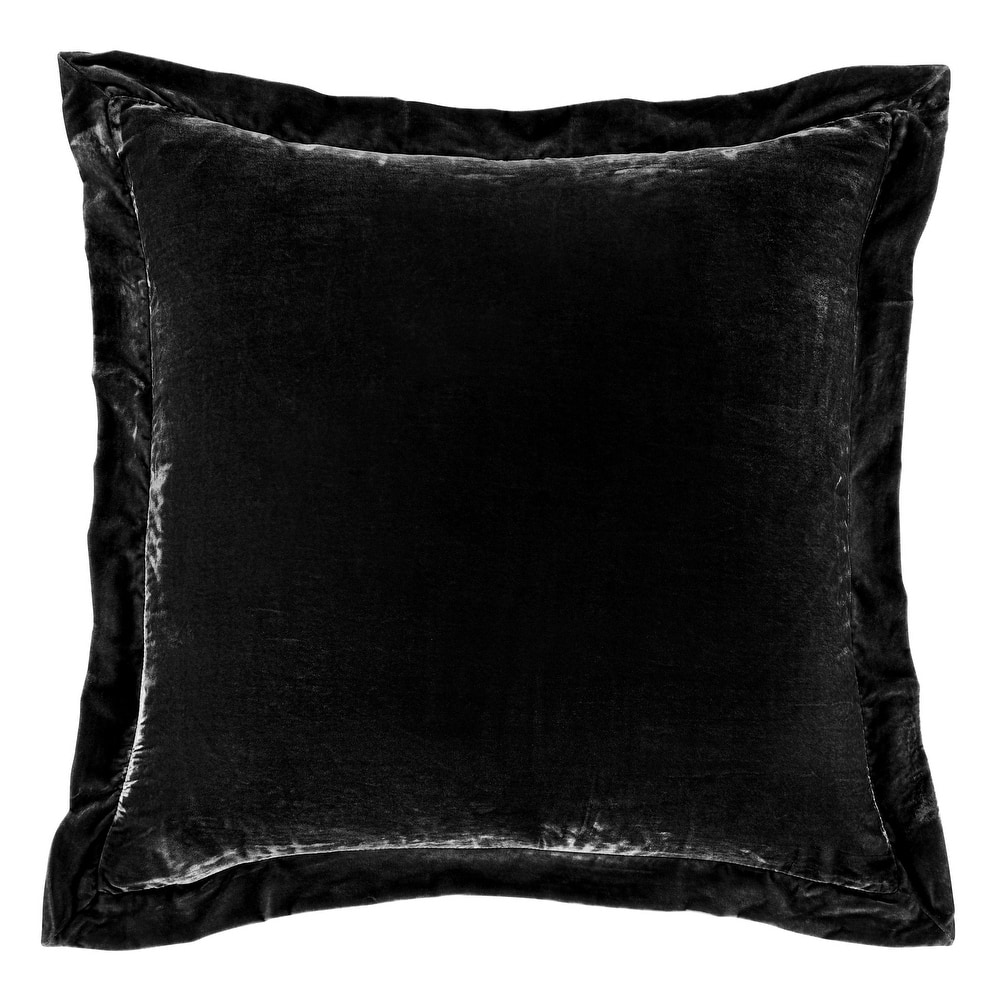 HiEnd Accents Stella Faux Silk Velvet Romantic Western Flanged Euro Sham, 27"x27"