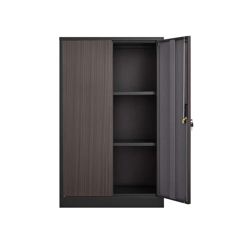 GDFStudio - Benjamin Metal Folding Storage Cabinet with Secure Locking Doors and Flexible Organization