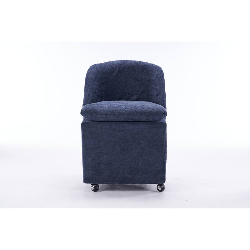 Modern 2 Piece Set 360° Swivel Fabric Kitchen Dining Chair with Back Cushion Universal Wheels for Dining Room Kitchen