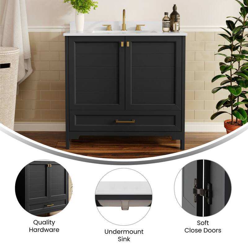 Bathroom Vanity with Undermount Sink, Cabinet, and Drawer
