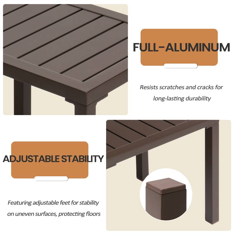 VredHom Outdoor Aluminum Patio Side Table - 18.1 in L * 13.8 in W * 15.7 in H