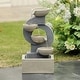 preview thumbnail 3 of 9, Grey Curves and Cascading Bowls Resin Outdoor Fountain with LED Lights