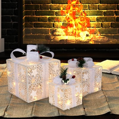 Lighted Gift Boxes Christmas Decoration Set of 3