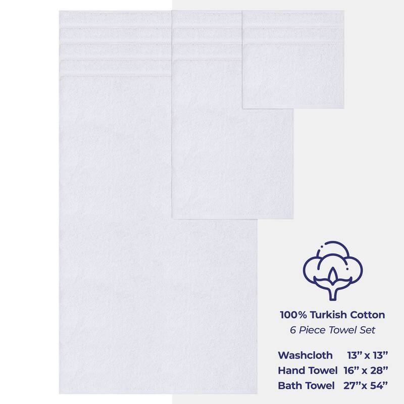 American Soft Linen 6 Piece Turkish Cotton Bath Towel Set