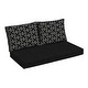 preview thumbnail 38 of 47, ARDEN Outdoor Loveseat Cushion Set, 48 x 24 Black Global Stripe