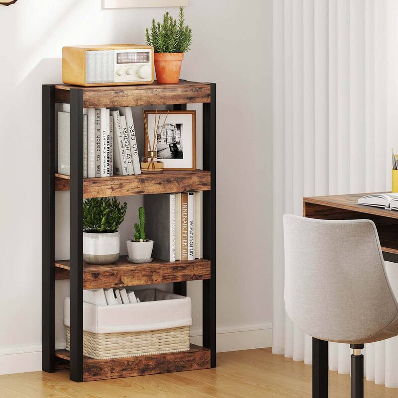 Costway 1/2 PCS 4 Tier Bookshelf Wooden Bookcase with Dual - See Details