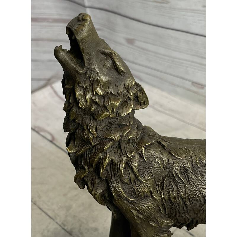 Hot Cast Bronze Howling Wolf Bronze Sculpture Statue Decor By Milo