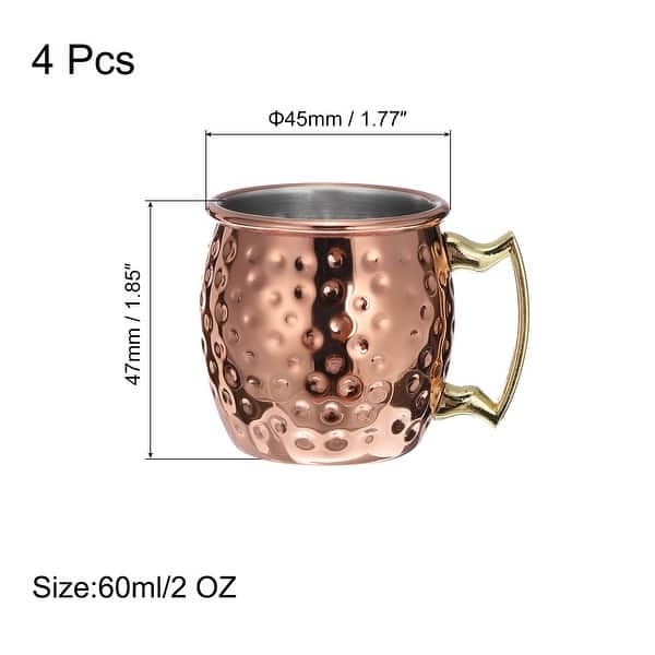 Copper Mugs 60ml/2 OZ Mini Hammered Cocktail Mugs, 4Pcs Rose Gold - Rose Gold