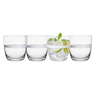Fitz and Floyd Set of 4 Organic Band Double Old Fashioned Glasses, 15 Oz - 15-oz