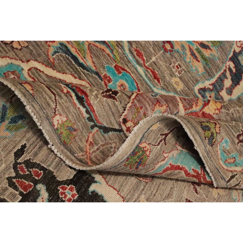 Hand Knotted Oriental 100% Wool Carpet Traditional All-Over Brown Ziegler Area Rug - 9' 3'' X 8' 0''