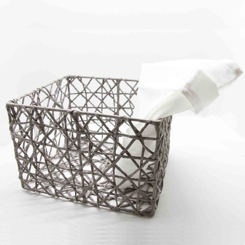 Paper Rope/ Linen Storage Baskets (Set of 4) - 8.4"L x 7.4"W x 6"H