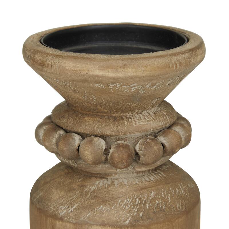 Wood Decorative Candle Holder - Set of 3 Brown - Roche River Decor