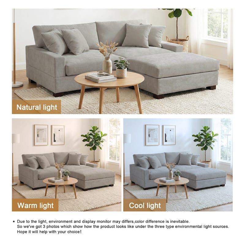 Oversized Chenille Modular Sectional Sofa Living Room Set with Ottoman
