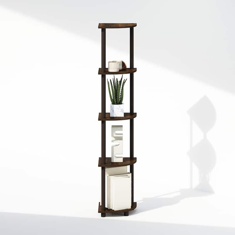 5 Tiers Wood Household Shelving Unit in Walnut/Brown (11.6 in. W x 57.7 in. H x 11.6 in. D)