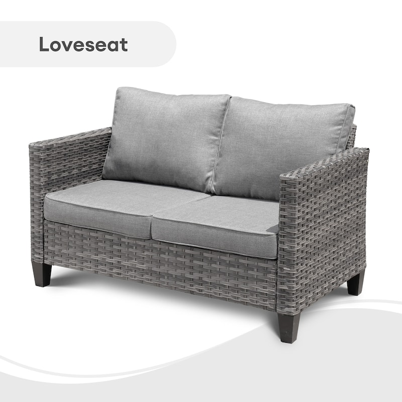 OVIOS 6-piece Patio Wicker Furniture Loveseat Conversation Set