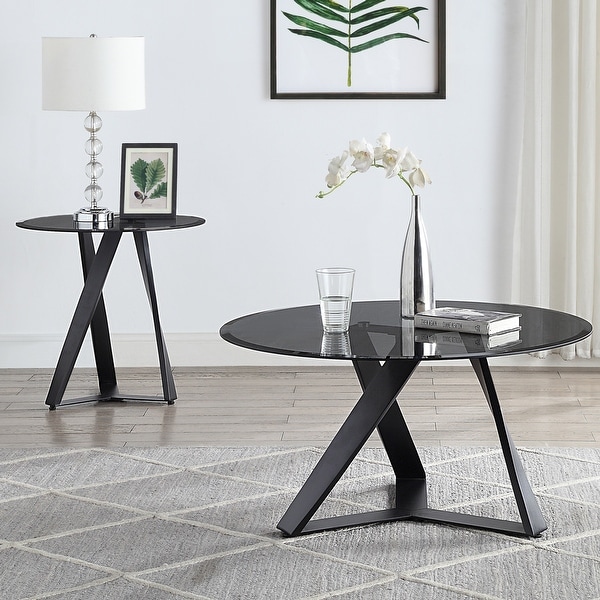 Scort Grey 2 Piece 36 inch Glass Top Coffee Table Set by Furniture