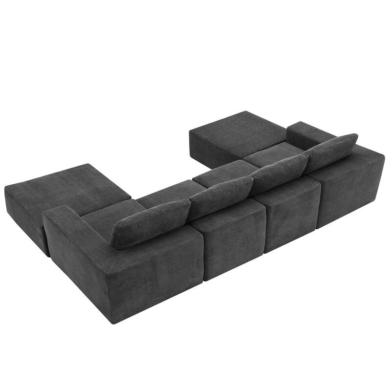 Modular U Shaped Sectional Sofa, Cloud Chenille Sectional Couch