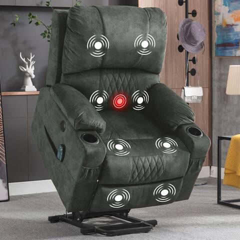 Power Lift Recliner Chair w/Heated and Vibration Massage for Elderly