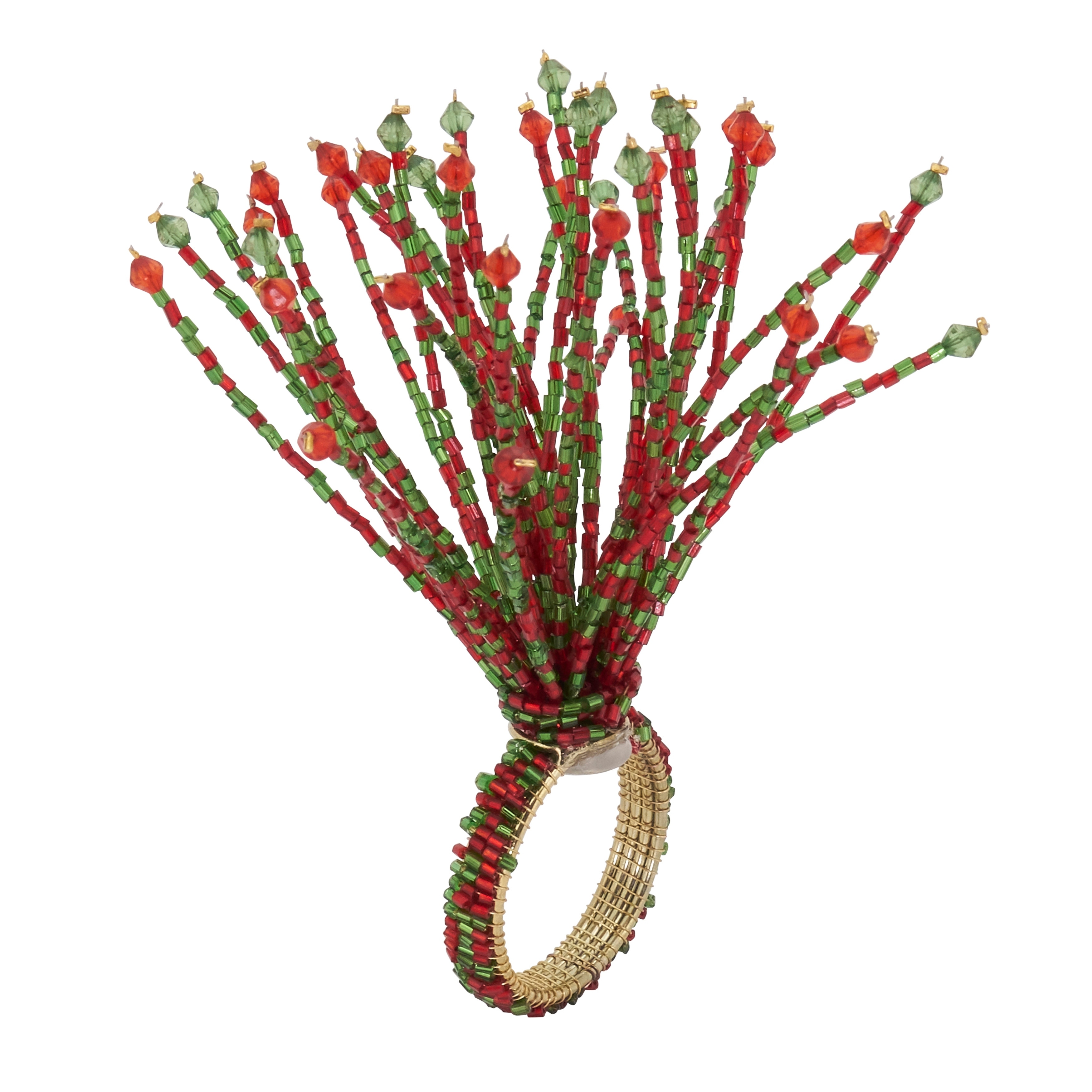 Napkin Rings With Beaded Burst Design (Set of 4)