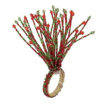 Napkin Rings With Beaded Burst Design (Set of 4)