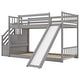 preview thumbnail 10 of 24, Rustic Style Twin over Twin Low Bunk Bed with Convertible Slide,Staircase with Storage Shelf,Sturdy Wood Bed
