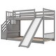 preview thumbnail 23 of 24, Twin Over Twin Wood Bunk Bed with Convertible Slide and Stairway