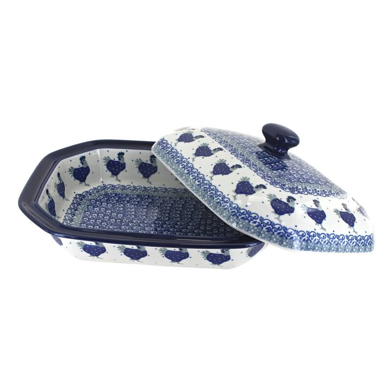 Blue Rose Polish Pottery 662 Ceramika Artystyczna Medium Covered Baker