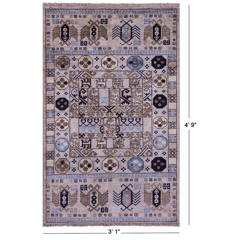 Golden Nile Turkmen Ersari Hand Knotted Wool Rug - 3' 1" X 4' 9"