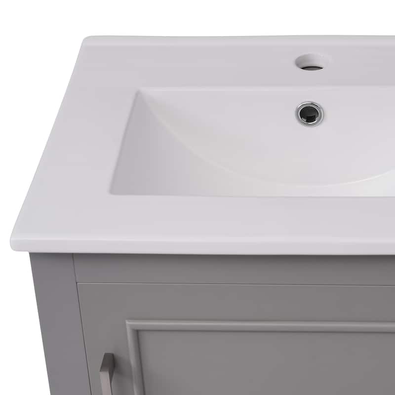 Bathroom Vanity with Sink, Small Bathroom Cabinet with Storage Racks, Single Basin Vanity Set with Soft-Close Door