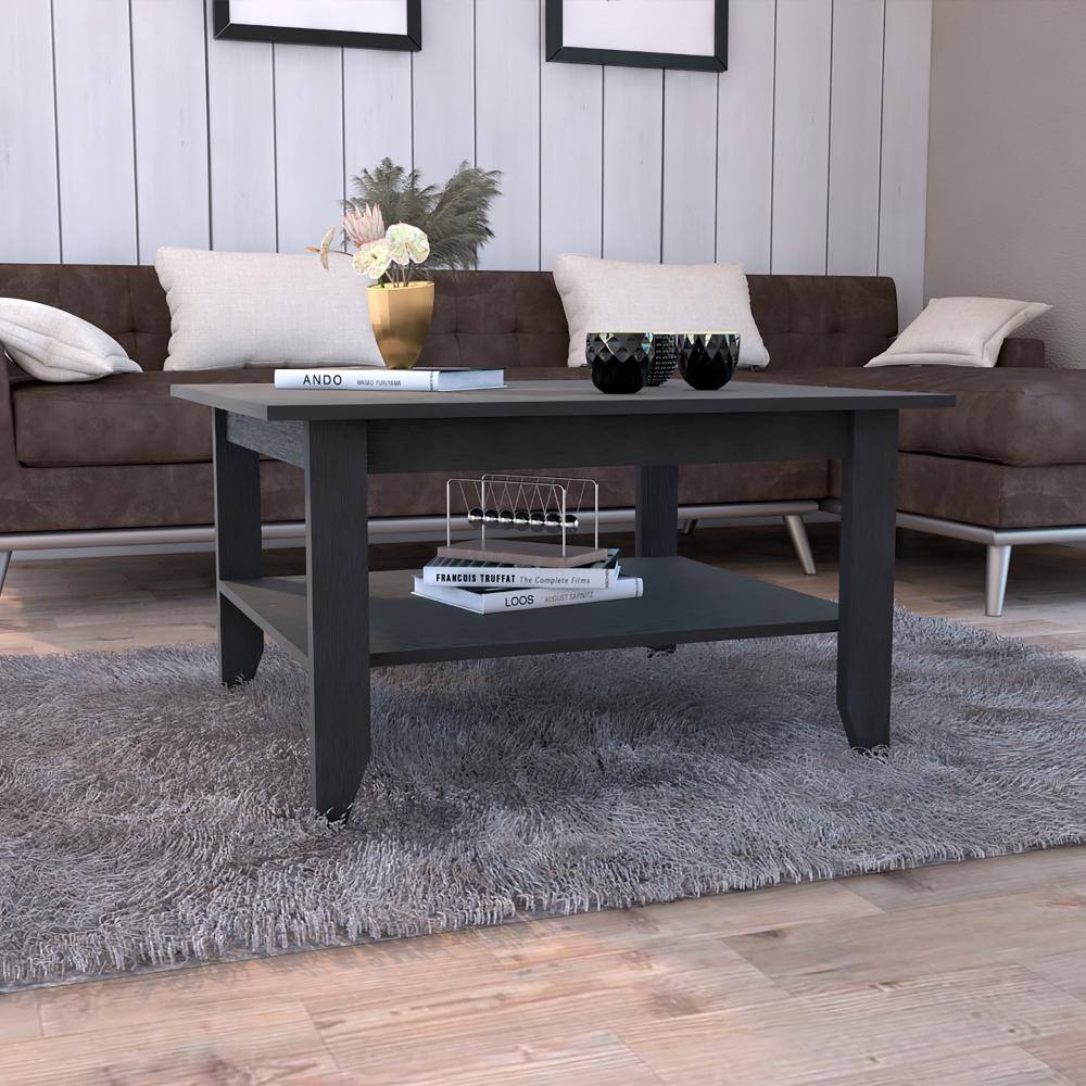 Sahara Coffee Table, Four Legs, One Shelf, Black