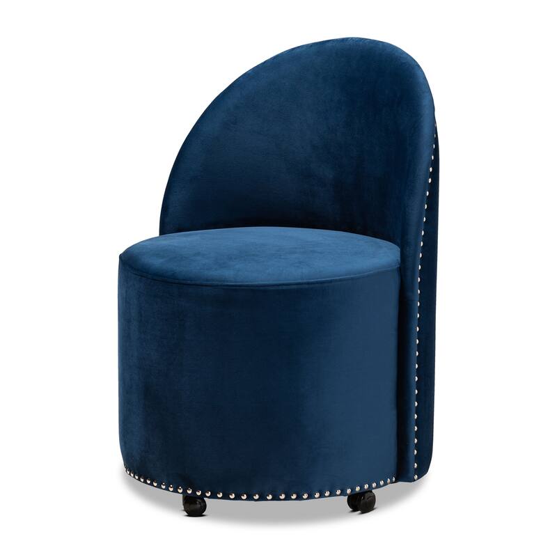 Bethel Glam and Luxe Velvet Rolling Accent Chair - Navy Blue