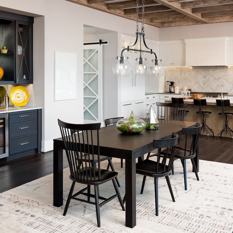 Modern Farmhouse 3-Light Linear Chandelier Seeded Glass Island Lights for Dining Room - L25"x W 5"x H 14"