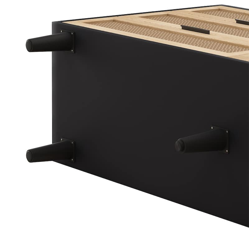 51" Rattan Storage Cabinet with 6 Drawers and Wood Legs