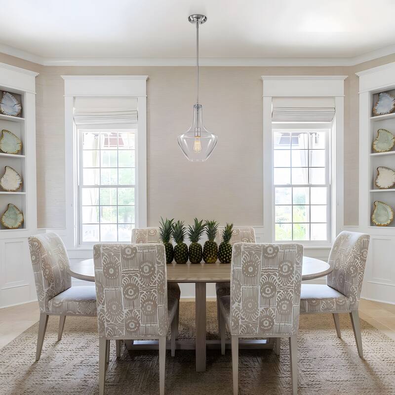 Starsky 1-light Modern Teardrop Pendant Light with Thick Clear Glass Shade