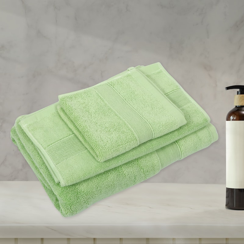 3 Pcs Cotton Bath Towel, Plain Soft Absorbent Cotton Bath Towel, 27.56"x55.12" - Green