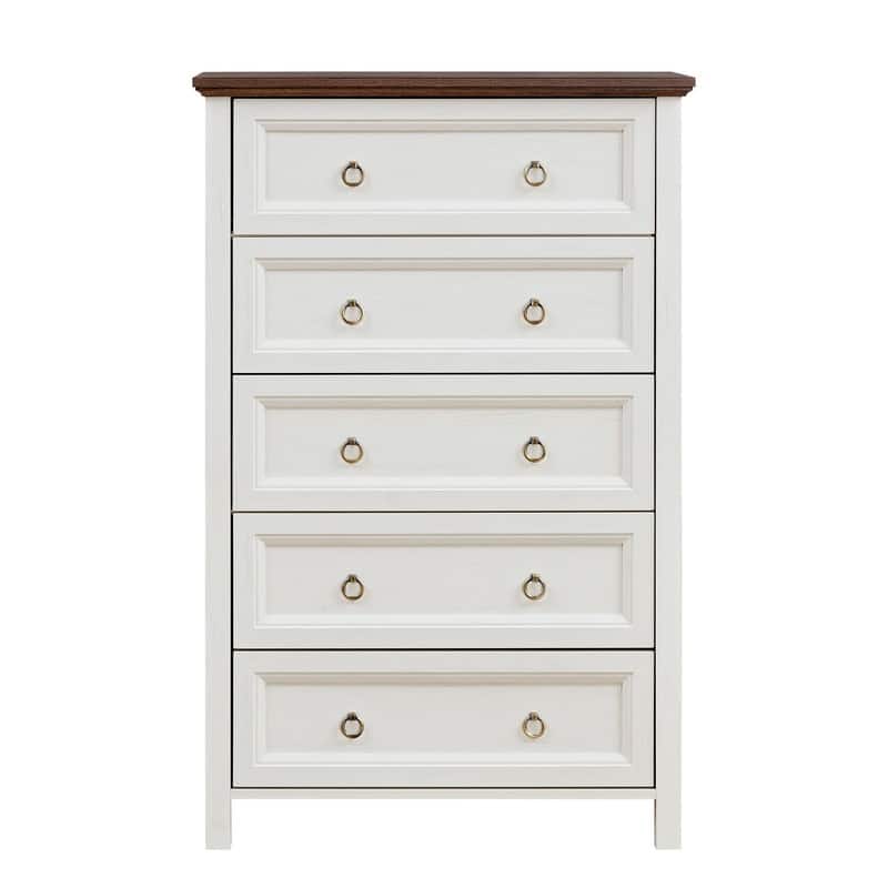 Farmhouse 5 Drawers Dresser Chests for Bedroom, Wood Rustic Tall Chest of Drawers