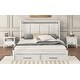 preview thumbnail 6 of 10, Queen Platform Kids Bed Frame with Upholstered Headboard & Drawers, Antique White