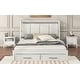 preview thumbnail 6 of 10, Queen Size Solid Wood Platform Bed with Upholstered Headboard, Kids Bed Frame with 2-Storage Drawers for Bedroom, Antique White