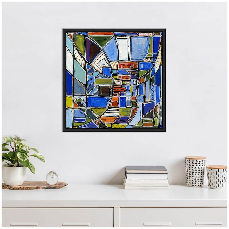 Kate and Laurel Sylvie Retro Current Framed Canvas by Leah Nadeau